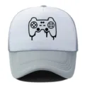 Game controller print trucker hat white and gray mesh baseball cap summer casual sun hat hip hop - Adjustable / Light Grey White