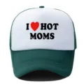 Gorra trucker verde y blanca con estampado, gorra de beisbol de verano con malla transpirable. - Ajustable / Verde Oscuro y Blanco