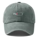 Gorra de béisbol de algodón lavado con divertido estampado de batería 1%, sombrero ajustable casual. - Ajustable / Gris