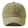 Vue détaillée de la casquette de baseball en coton lavé avec broderie 1% batterie, souple. - Réglable / Kaki