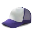 Purple and white mesh trucker hat, classic summer foam front baseball cap, blank snapback. - Adjustable / Purple White