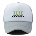 Zomer ademende mesh honkbalpet met grappige alien straatoversteek print in grijs en wit - Verstelbaar / Lichtgrijs Wit