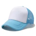 Classic light blue and white trucker hat with breathable mesh back and solid foam front. - Adjustable / Light Blue/White