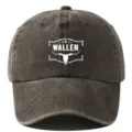 Distressed washed cotton baseball cap with vintage bull skull and text print design. - Adjustable / Coffee