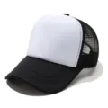 Classic black and white trucker hat with breathable mesh back and foam front for summer outdoor. - Adjustable / Black and White