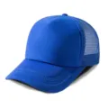 Blue foam trucker hat with breathable mesh back, casual summer snapback cap variant. - Adjustable / Sapphire Blue