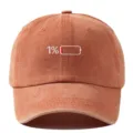 Gorra de béisbol vintage lavada con estampado de batería 1% retro casual unisex - Ajustable / Naranja