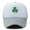 Atmungsaktive Kleeblatt Trucker Cap mit Mesh-Rueckseite, Sommer Sonnenschutz Baseballkappe. - Verstellbar / Hellgrau Weiß
