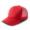 Classic red trucker hat with foam front and mesh back for breathable summer sun protection. - Adjustable / Red