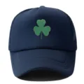 Dunkelblaue Mesh-Baseballcap mit grünem Kleeblatt-Druck, atmungsaktiver Sommer-Sonnenhut Outdoor. - Verstellbar / Marineblau