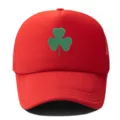 Rote Trucker Cap mit grünem Klee-Print, atmungsaktive Mesh-Baseballkappe für den Sommer und Sonnenschutz. - Verstellbar / Rot