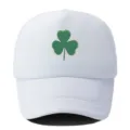 Weißes, atmungsaktives Mesh-Baseballcap mit grünem Kleeblatt-Muster für den Sommer im Freien. - Verstellbar / Weiß