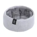 Einfarbiges Strick Halswärmer mit dickem Fleece-Futter Winter warmer grauer Schal Neu - Hellgrau
