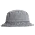 Grey Washed Denim Bucket Hat Casual Solid Color Sun Cap For Adults Outdoor Streetwear - 55-60cm / Gray