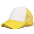 Yellow and white mesh trucker hat solid color baseball cap blank front panel custom logo cap - Adjustable / Yellow