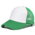 Green and white trucker hat, mesh baseball cap, adjustable sun protection dad cap SKU. - Adjustable / Green
