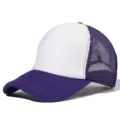 Gorra trucker morada y blanca, gorra de béisbol de malla transpirable, sombrero de sol casual. - Ajustable / Púrpura