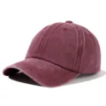 Berretto da baseball vintage in cotone lavato tinta unita cappello da sole unisex classico - Taglia unica / Borgogna