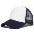 Casquette de camionneur en mesh bleu marine face en mousse blanche sport loisir chapeau - Réglable / Bleu marine