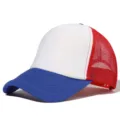 Casquette trucker classique avec panneau avant en mousse blanche et filet rouge au dos - Réglable / Maille bleu roi et rouge