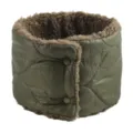 Olivgrüner gesteppter Fleece-Halswärmer, kuscheliger Winterschal mit Druckknöpfen. - Unter 60cm / Armeegrün