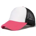 Casquette trucker rose et blanche avec filet noir, variante de casquette de baseball - Réglable / Rose Rouge & Mesh Noir
