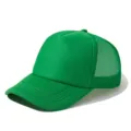 Solid green trucker hat with breathable mesh back and curved brim for outdoor activities. - Adjustable / Green