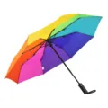 Paraguas plegable de arco iris colorido con botón de apertura automática y marco negro. - Paraguas arcoíris automático de 3 pliegues 21 pulgadas 8 varillas