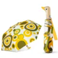 Paraguas automático plegable de pato con mango de madera, elegante diseño amarillo y verde. - Patrón Circular