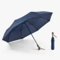 Automatischer Faltschirm mit Totenkopf-Griff, dunkelblauer, winddichter Regenschirm für Herren. - 23-Zoll-Regenschirm mit 8 Speichen, Totenkopf-Design, dreifach faltbar, Automatik / Blau