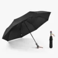 Vollautomatischer schwarzer Regenschirm mit Totenkopf-Griff, winddichter kompakter Taschenschirm. - 23-Zoll-Regenschirm mit 8 Speichen, Totenkopf-Design, dreifach faltbar, Automatik / Schwarz