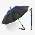 Ombrello da trekking all'aperto, ombrello multifunzionale con impugnatura ergonomica in sughero. - Ombrello bastoncino da trekking LS-51 / Blu scuro con rivestimento nero