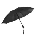 Paraguas plegable automático negro protección solar impermeable UV antiviento viaje - Paraguas con ventilador plegable en tres de 21 pulgadas y 2600 mAh / Negro Capa UV