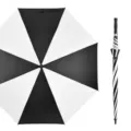 Grote zwart-witte golfparaplu rechte parasol, SKU-weergave open en gesloten. - 32 Inch 8 Baleinen / Zwart-witte panelen
