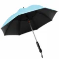 Portable spray fan umbrella cooling UV protection sun rain parasol with handle design - 23 Inches 2600mAh / Blue with Black Coating