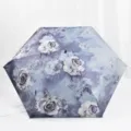 Mini oil painting folding umbrella portable compact pocket sun rain umbrella for women - Dark Gray