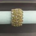 Pulsera vintage ancha de cuentas de cristal y cadena dorada, elegante brazalete. - Pulsera Dorada y Café