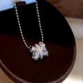 Schitterende zirkonia geplooide taille ketting, elegante zilveren sleutelbeinketting. - Zilver