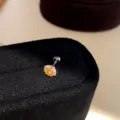 Pair / Stud Earrings - Silver and Yellow - 7mm