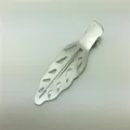 Detail view of a 6cm hollow leaf-shaped metal duckbill hair clip DIY hair accessory component. - 6cm Leaf Hair Clips