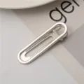Silver metal hair clip, minimalist paperclip design, elegant side bangs accessory for daily wear. - 6cm Rounded Ends