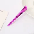 Metallic pink hair sectioning duckbill clip detail, 9.5cm long professional styling tool. - Magenta