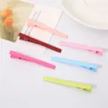 Sweet candy color metal duckbill hair clips set, cute side hairpins for daily styling. - Thin Square Clip