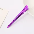 Purple metal duckbill hair clip 9.5cm long salon styling sectioning clip glossy finish - Purple