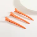 Pinces à cheveux bec de canard en métal orange, lot de 3 pour coiffure professionnelle. - Rouge Orangé