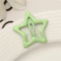 3CM candy color star hair clip, cute metal snap clip detail shot for girls and kids daily styling. - Star / Light Green