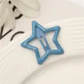 3CM Candy Color Kids Star Hair Clip Cute Sweet Side Bangs Snap Hairpin Daily Hair Accessories - Star / Blue