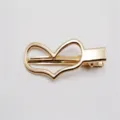 Gouden metalen haarspeld met hol hart-ontwerp, elegante eendebek clip voor dagelijks. - Platte Hartstijl