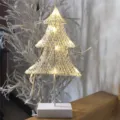 Weißer Rattan Weihnachtsbaum LED Tischlampe für gemütliche Schlafzimmer Deko und Beleuchtung. - Rattan-Weihnachtsbäume