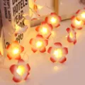 LED Plumeria Flower String Lights Decorative Warm Fairy Lights for Room Party Festival Decor - 3m 20-LED Battery Powered / Pink